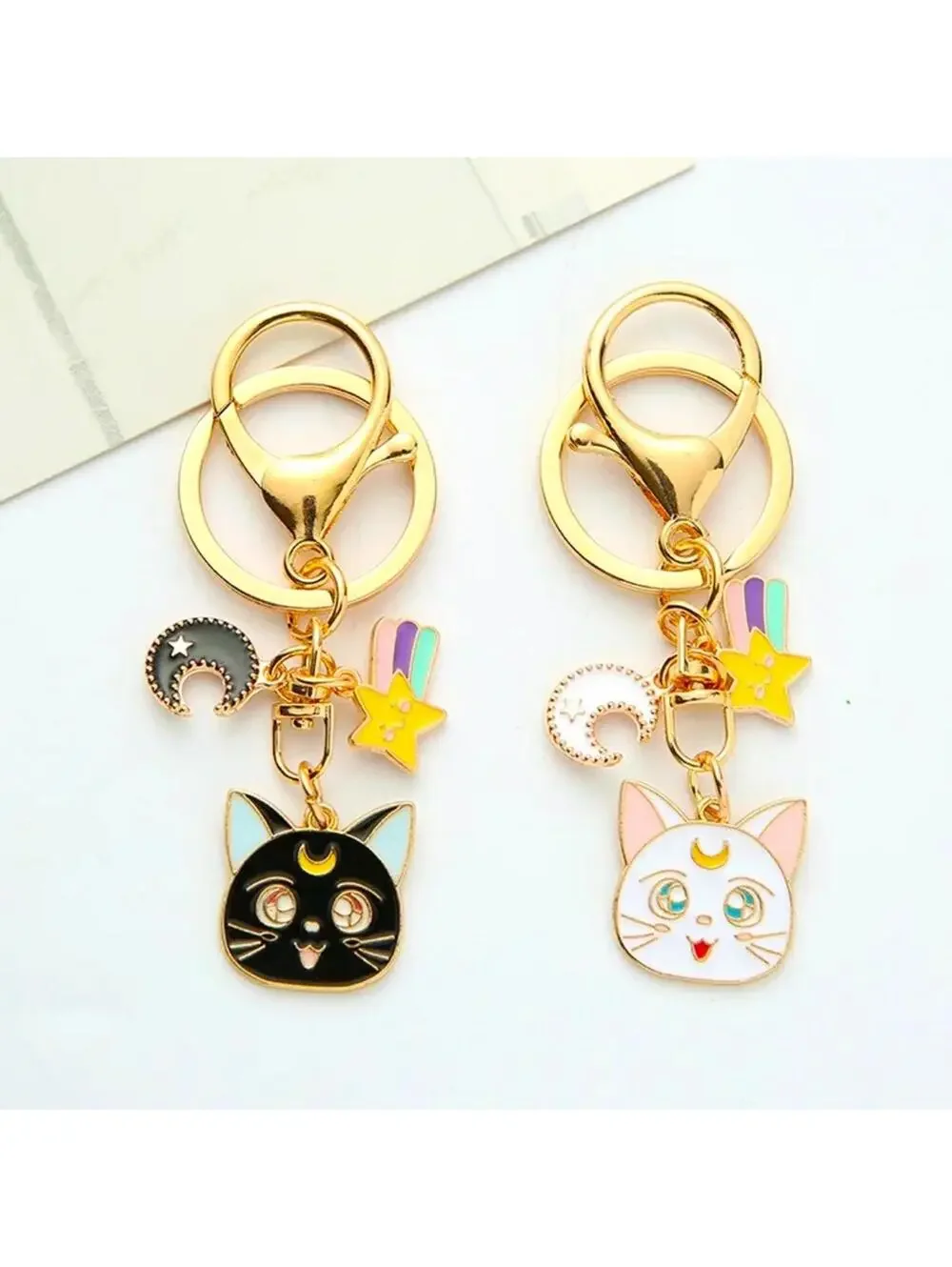 Sailor Moon Keychain, Luna Artemis Cat Set, Key Ring Bag Charm
